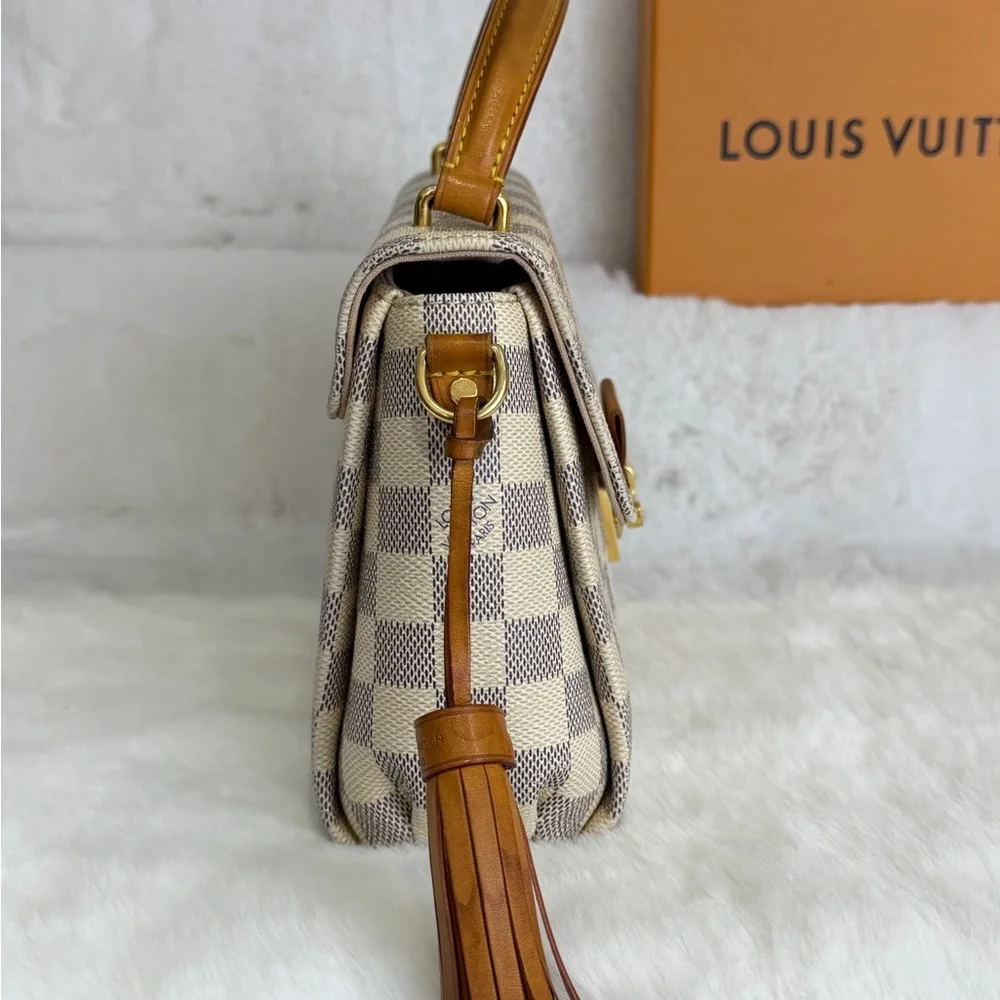 Authentic Louis Vuitton Checkered Damier Azur Croisette Pink Handbag Shoulder